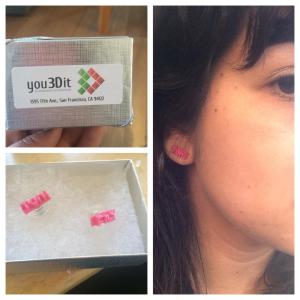 Showing how her new personalized earrings will look.