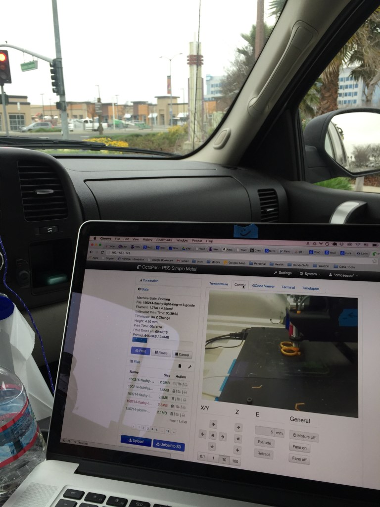 Just getting warmed up to 3D printing while driving.